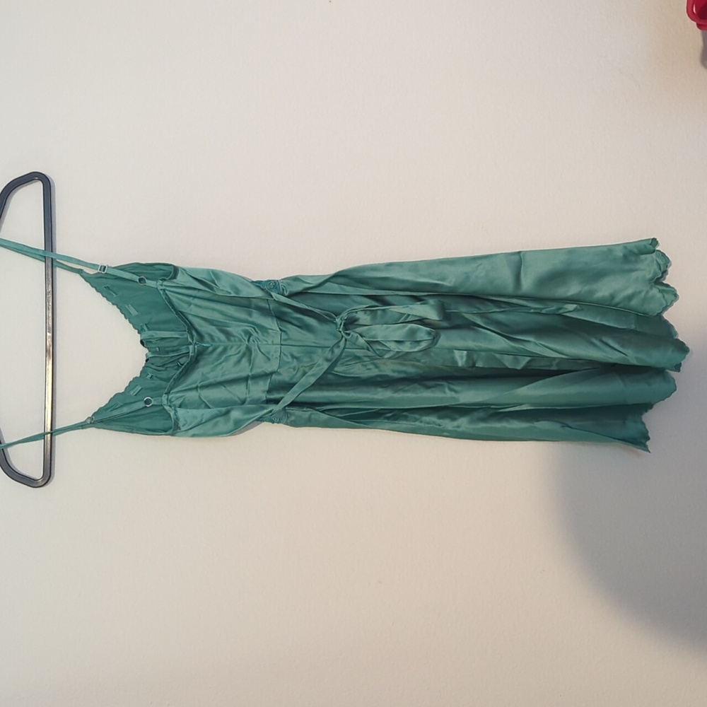 Betsey Johnson Silk Teal Lace Trim Dress - Picture 6 of 10